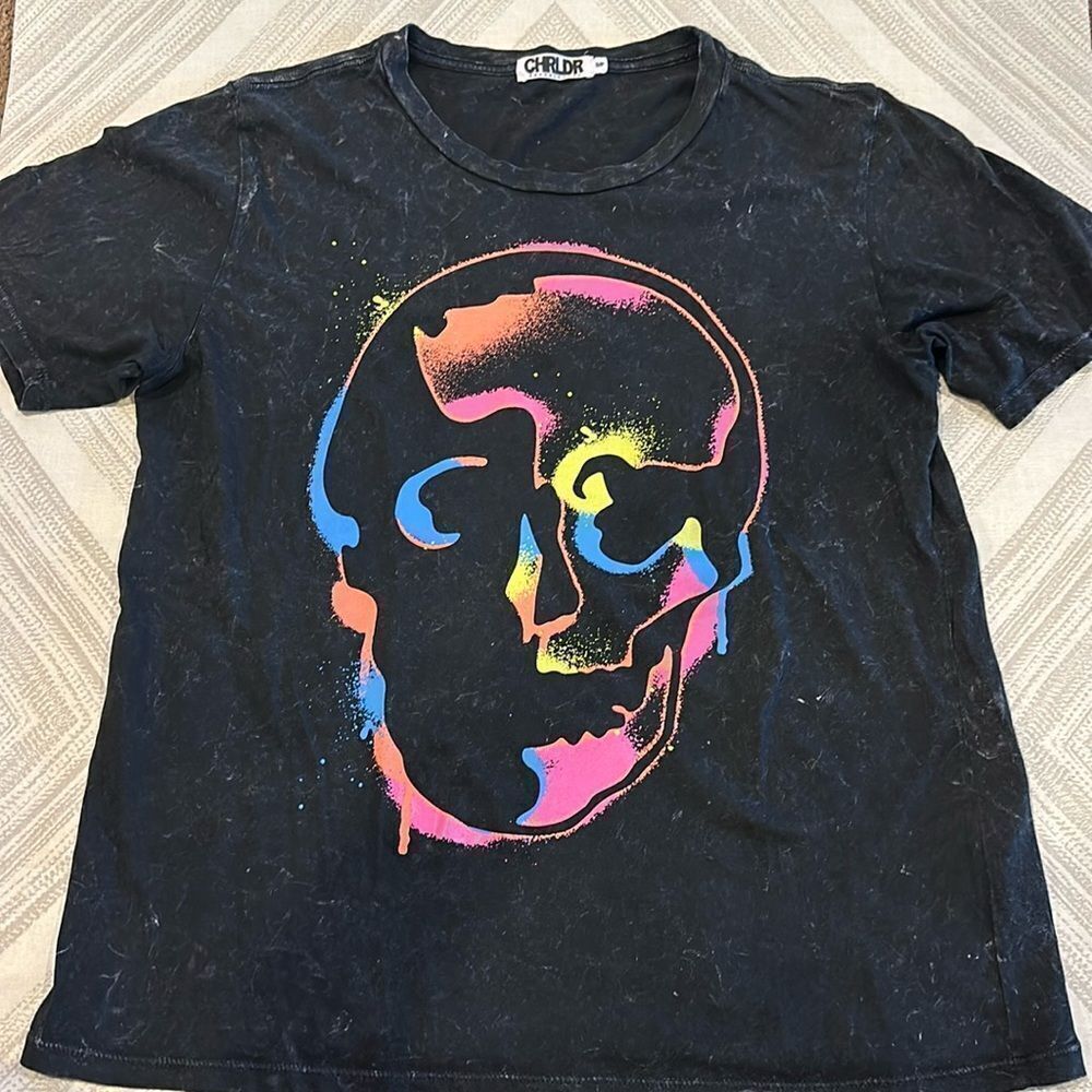 Chrldr Women’s Black Neon Multi Colored Skull - Size S